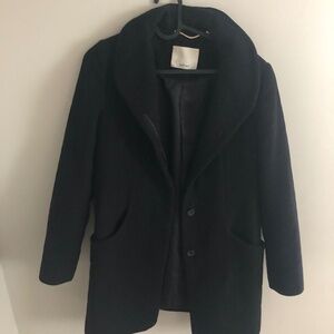 Black Wool Cashmere Wilfred Cocoon Winter Coat great condition - Size XXS